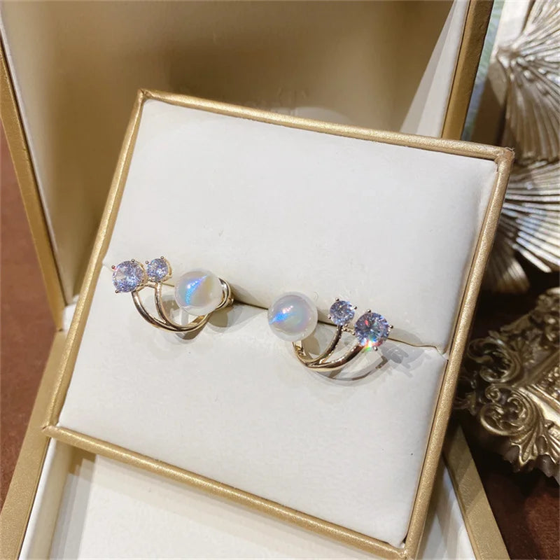 Luxury Pearl & Zircon Crystal Earrings