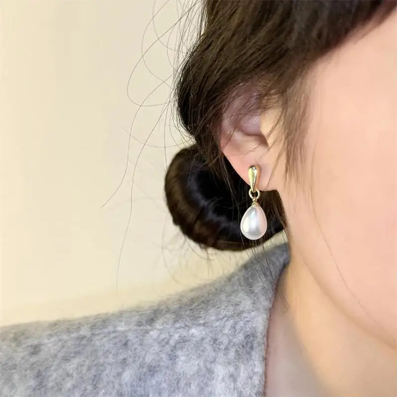 Gold Pearl Drop Earrings