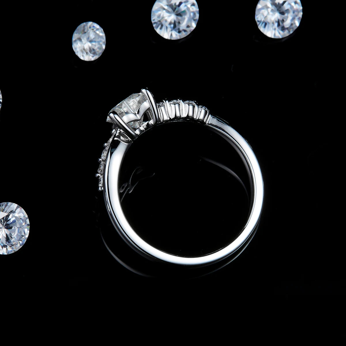 925 Sterling Silver Heart-Cut Moissanite Ring