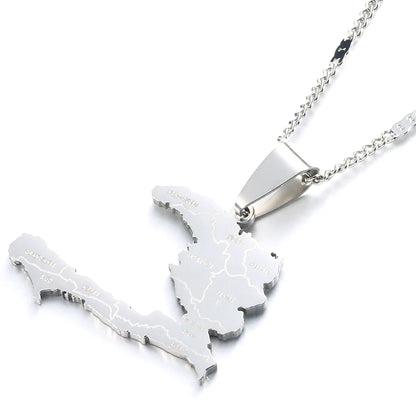 Haiti Map Pendant Necklace – 24K Gold Finish