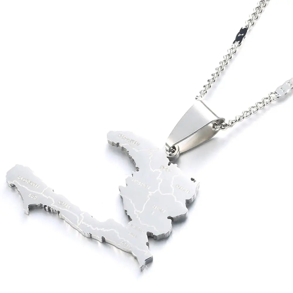 Haiti Map Pendant Necklace – 24K Gold Finish