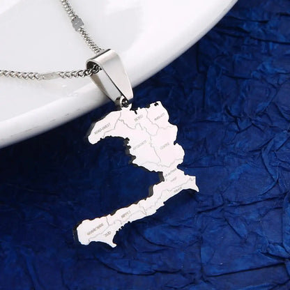Haiti Map Pendant Necklace – 24K Gold Finish