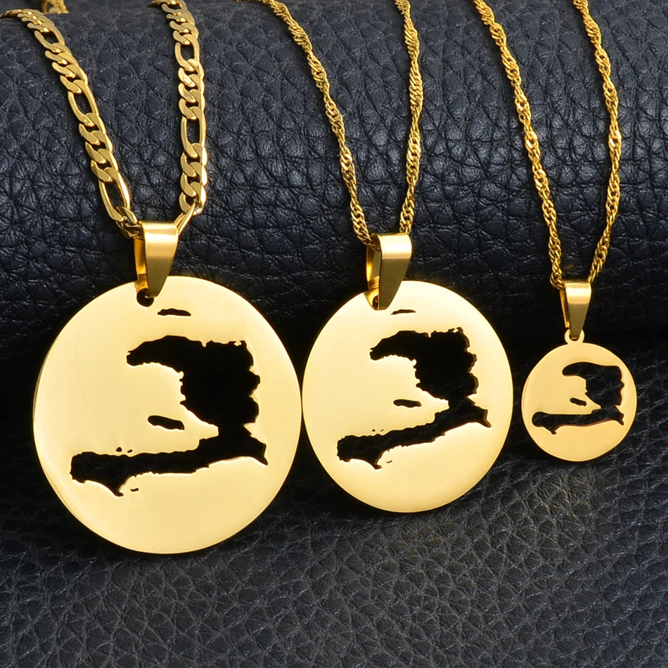 Haiti Map Pendant Necklace
