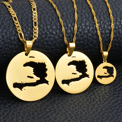 Haiti Map Pendant Necklace