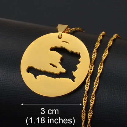 Haiti Map Pendant Necklace