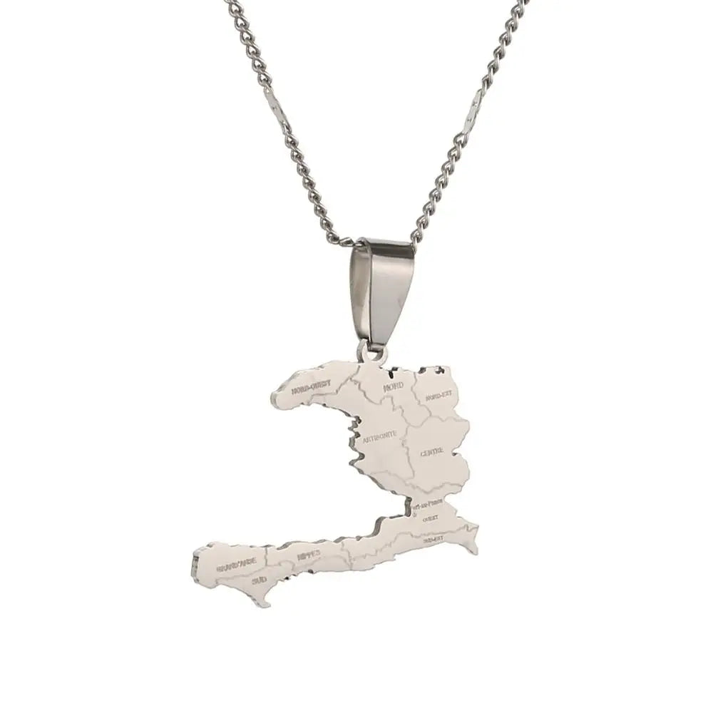 Haiti Map Pendant Necklace – 24K Gold Finish