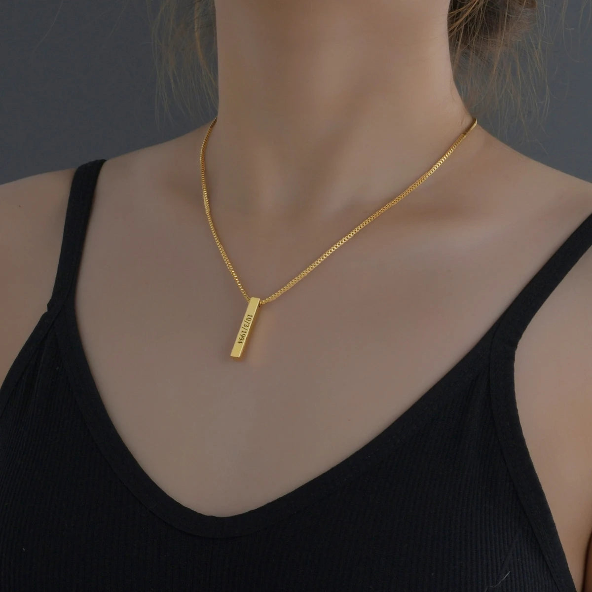Custom Engraved Square Necklace