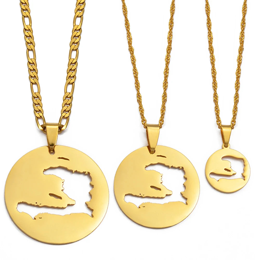 Haiti Map Pendant Necklace