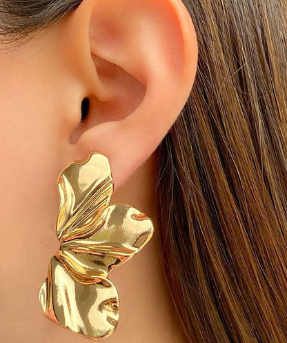Stainless Steel Plant-Inspired Stud Earrings