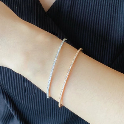 925 Sterling Silver & Diamond Bangle – Elegant 18K Gold Plated