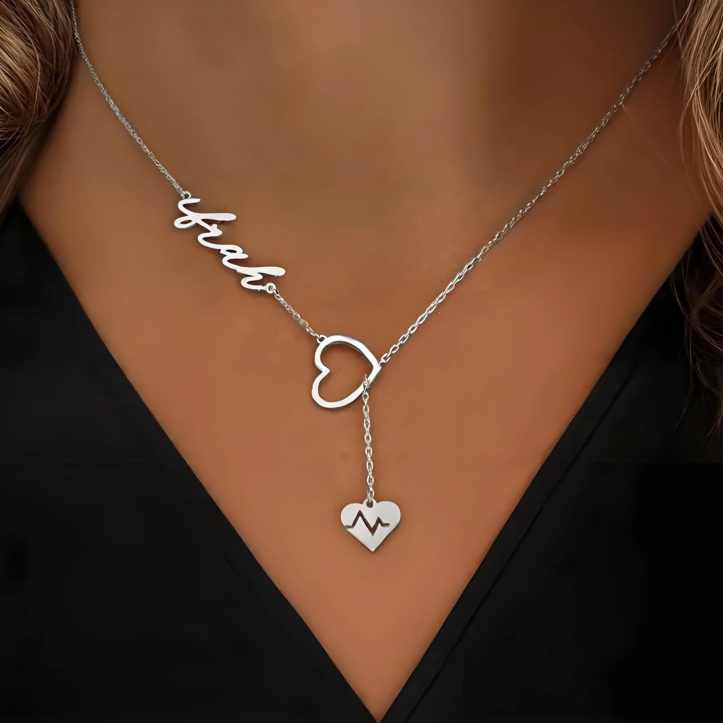 Luxury Custom Name Necklace with Heartbeat