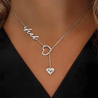 Luxury Custom Name Necklace with Heartbeat