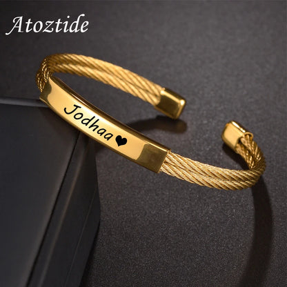 Personalized Heart Nameplate Bracelet
