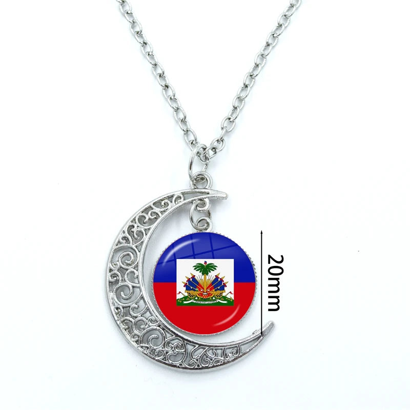 Haiti Flag Pendant Necklace