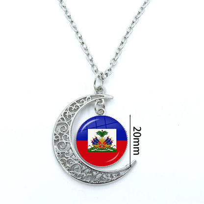 Haiti Flag Pendant Necklace