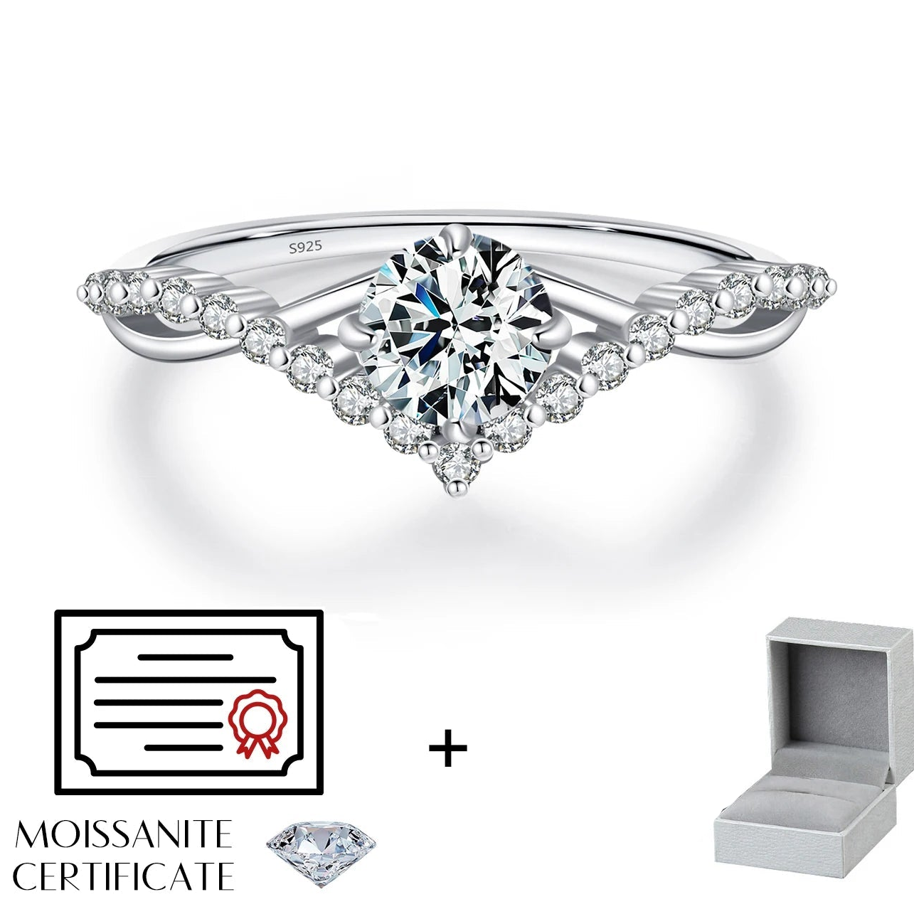 Crown D Color Moissanite Ring D