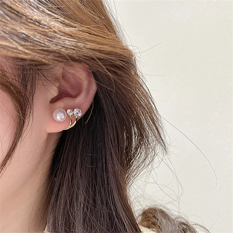 Luxury Pearl & Zircon Crystal Earrings