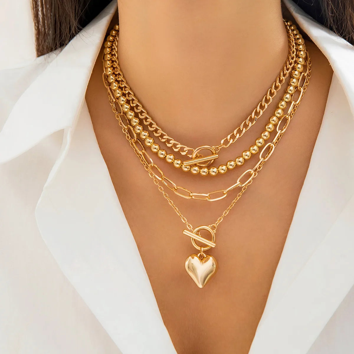 Heart Pendant Necklace Set