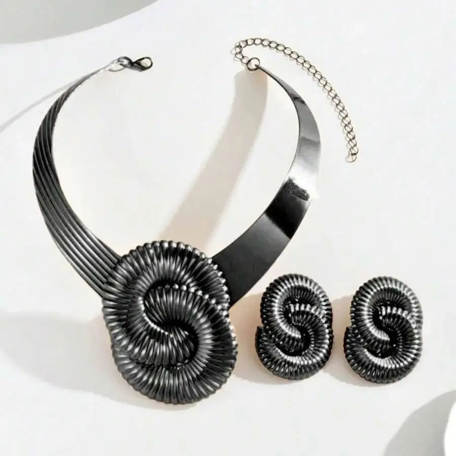 Bold Swirl Necklace & Earrings Set