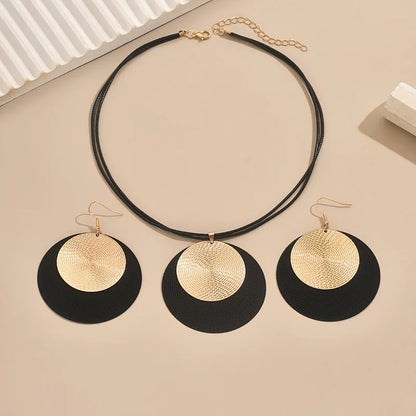 Cord Necklace & Modern Geometric Earrings