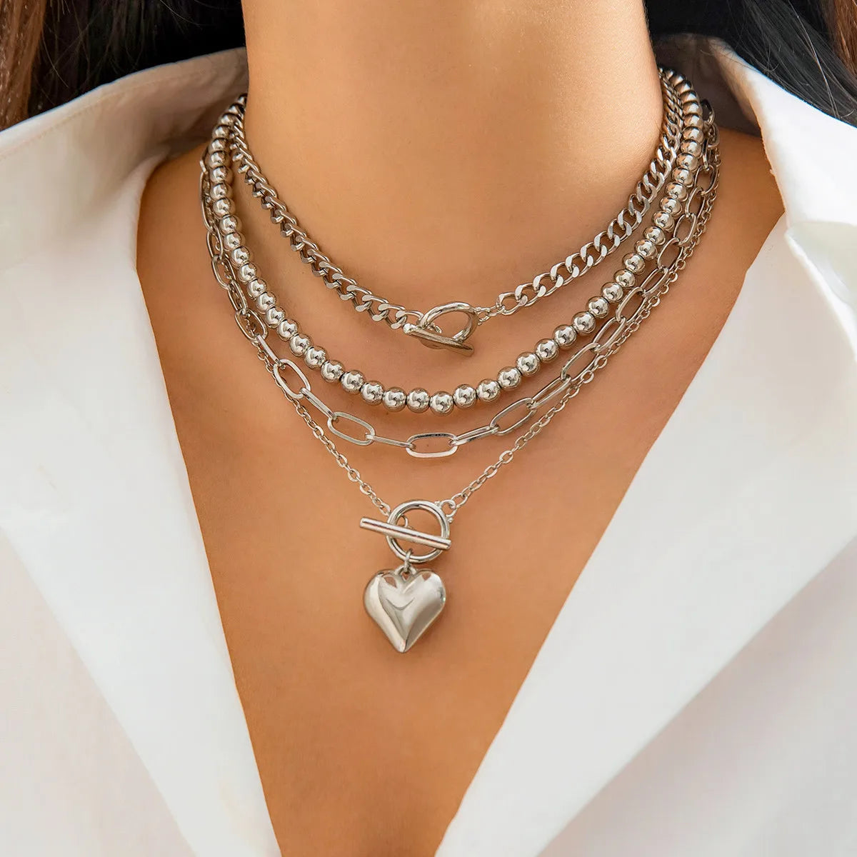 Heart Pendant Necklace Set