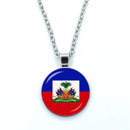 Haiti Flag Pendant Necklace