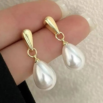 Gold Pearl Drop Earrings