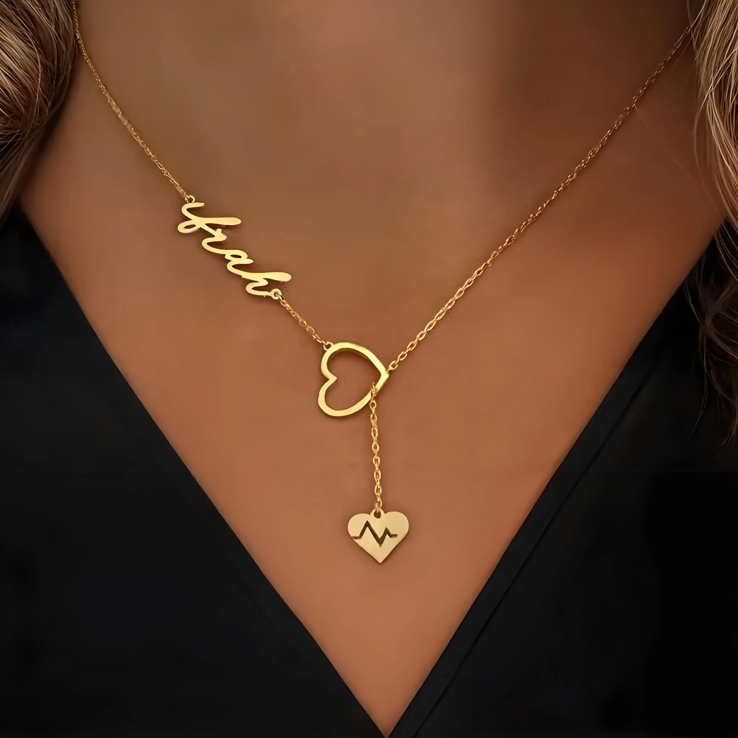 Luxury Custom Name Necklace with Heartbeat