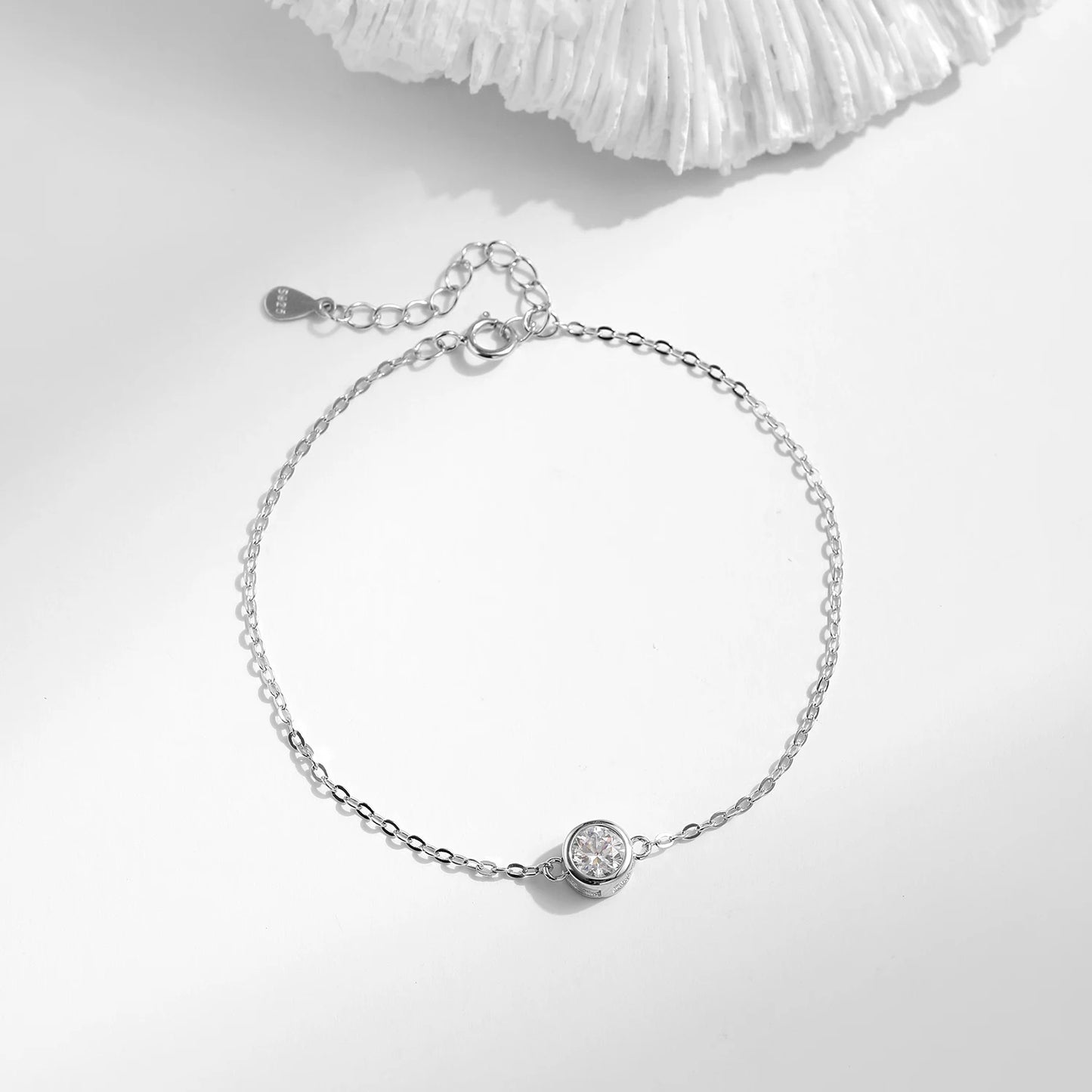 0.5CT Moissanite Charm Bracelet | 925 Sterling Silver — Luxury Fine Jewelry