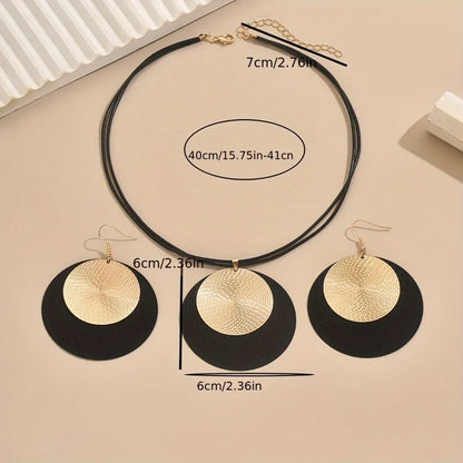 Cord Necklace & Modern Geometric Earrings