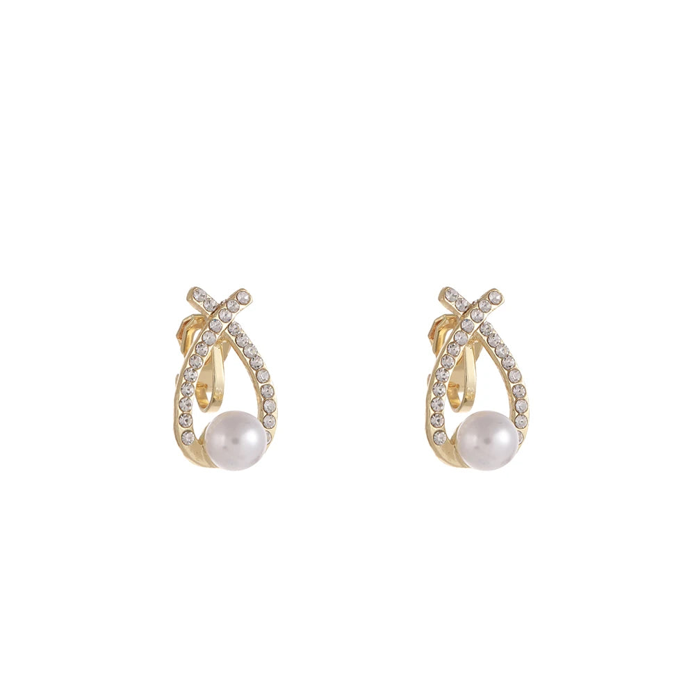 Luxury Clip-On Pearl & Rhinestone Earrings