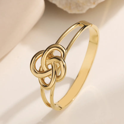 Gold-Plated Stainless Steel Knot Bangle Bracelet