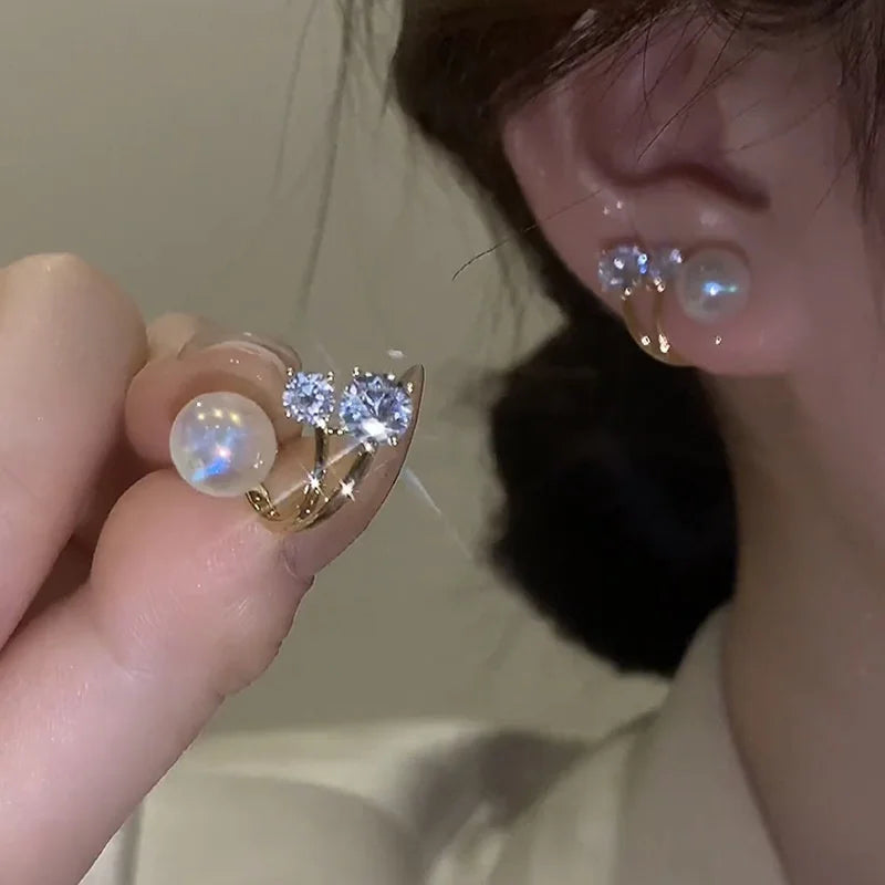 Luxury Pearl & Zircon Crystal Earrings