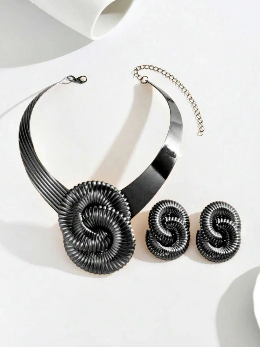 Bold Swirl Necklace & Earrings Set