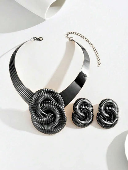 Bold Swirl Necklace & Earrings Set