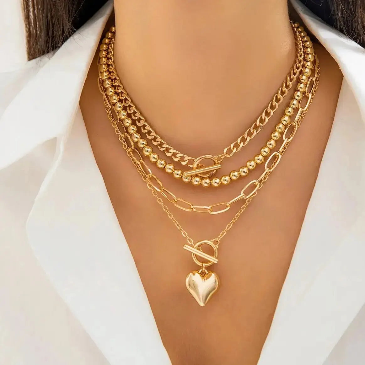 Heart Pendant Necklace Set