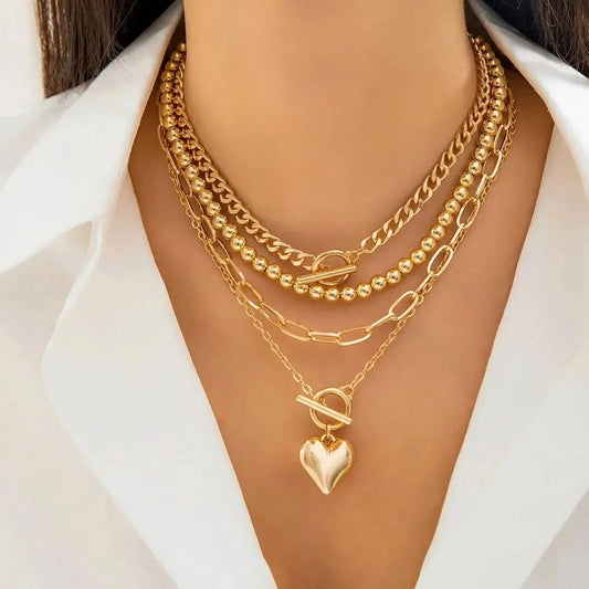 Heart Pendant Necklace Set