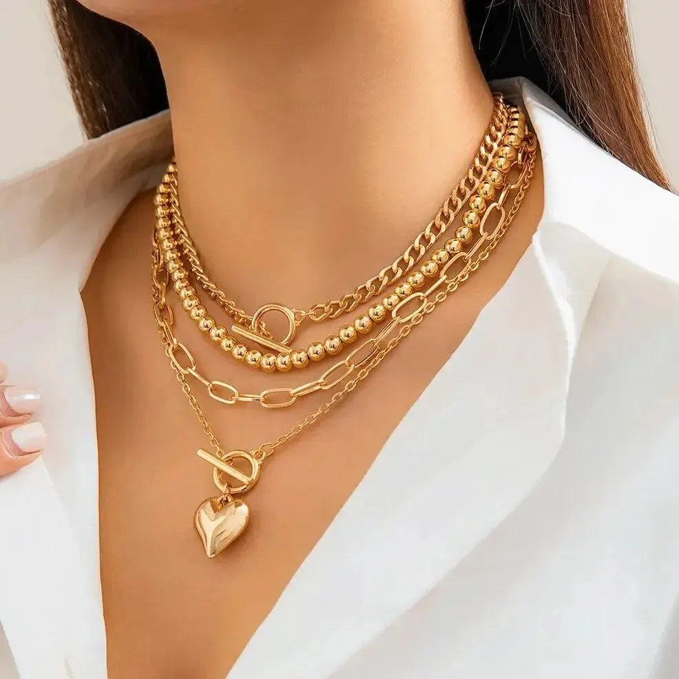 Heart Pendant Necklace Set