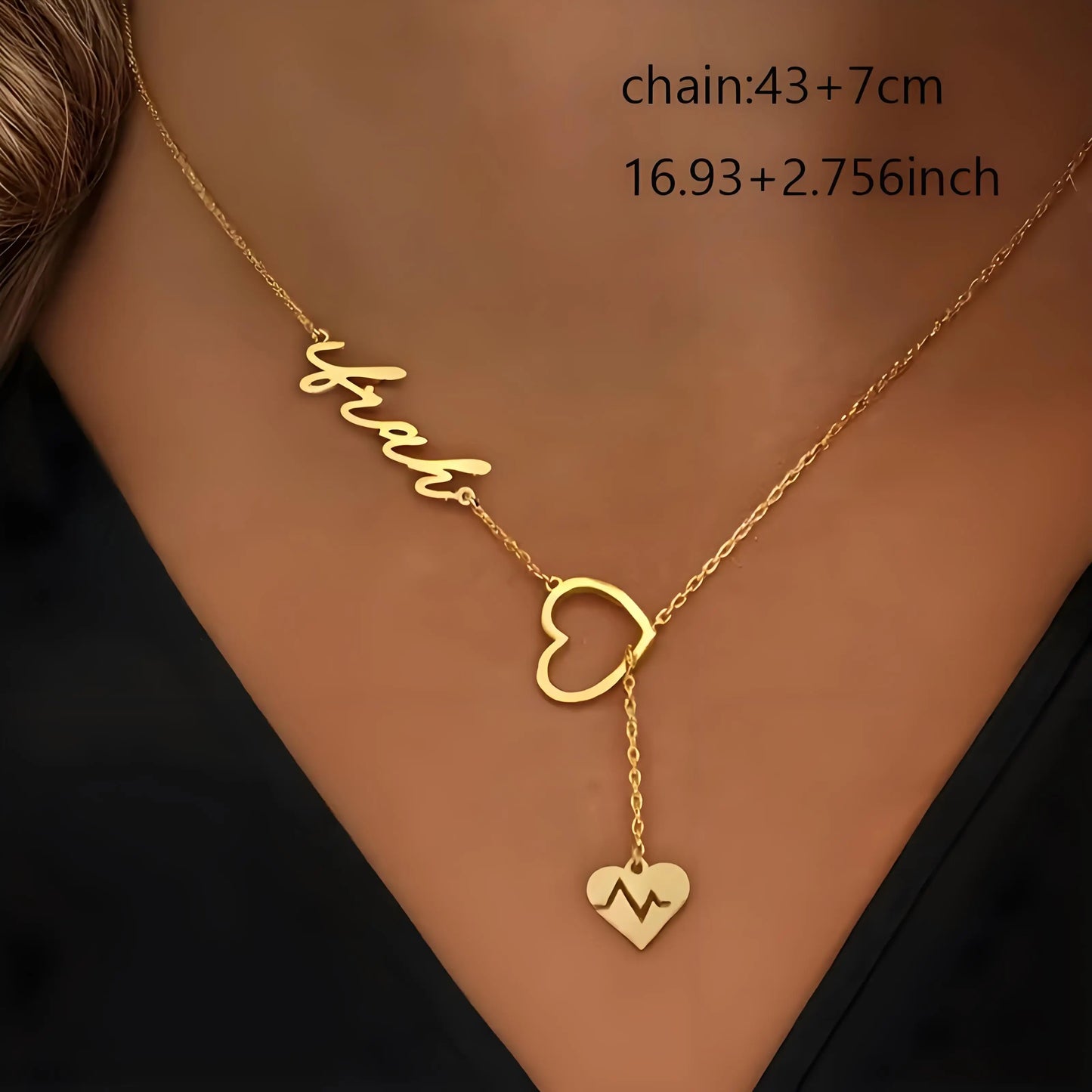 Luxury Custom Name Necklace with Heartbeat
