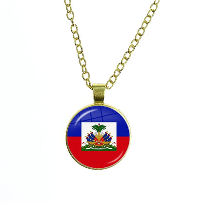 Haiti Flag Pendant Necklace