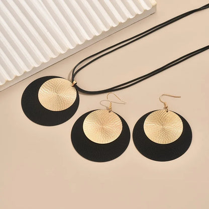 Cord Necklace & Modern Geometric Earrings