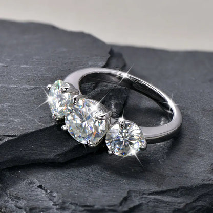 14K Gold Filled Moissanite Wedding Ring Three Stone — Fine Jewelry