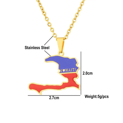 Haiti Map Pendant Necklace