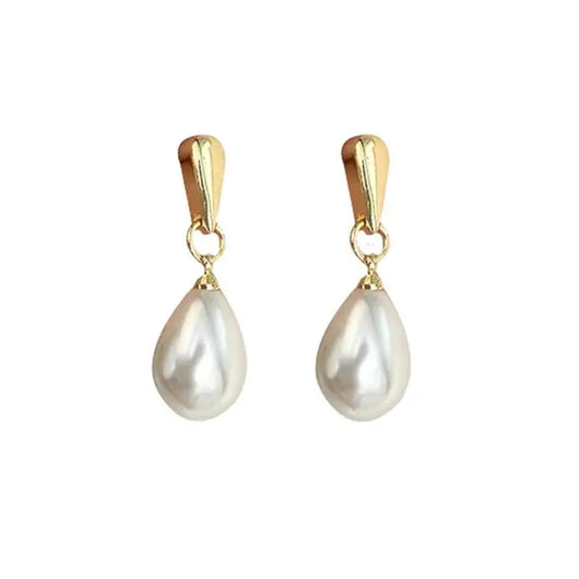 Gold Pearl Drop Earrings
