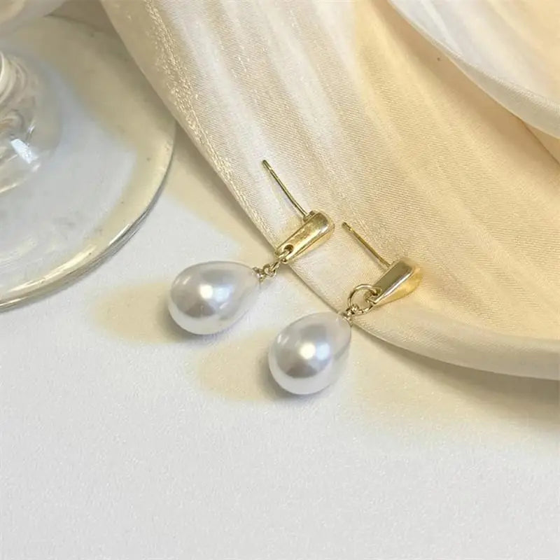 Gold Pearl Drop Earrings