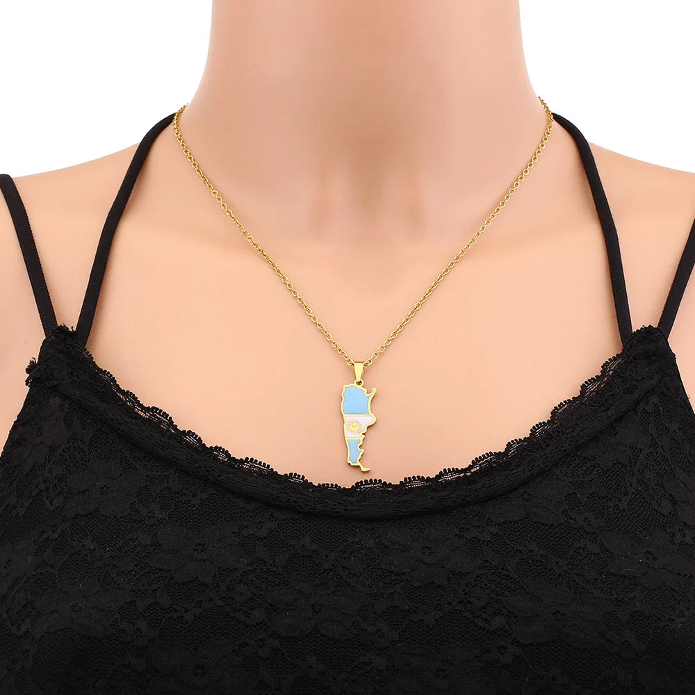 Argentina Flag Pendant Necklace – World Cup Edition