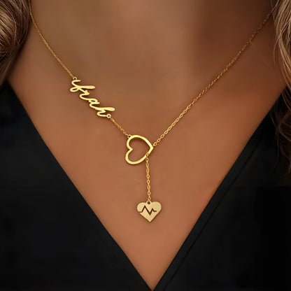 Luxury Custom Name Necklace with Heartbeat