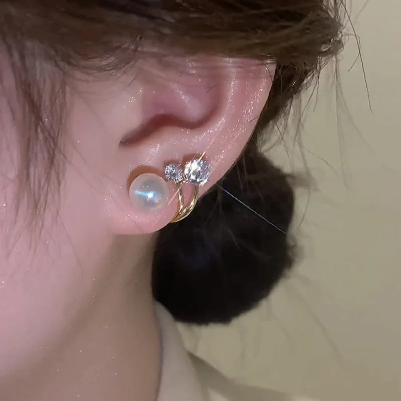 Luxury Pearl & Zircon Crystal Earrings