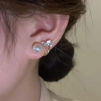Luxury Pearl & Zircon Crystal Earrings