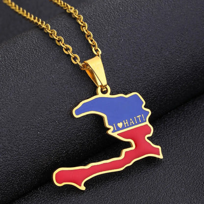 Haiti Map Pendant Necklace